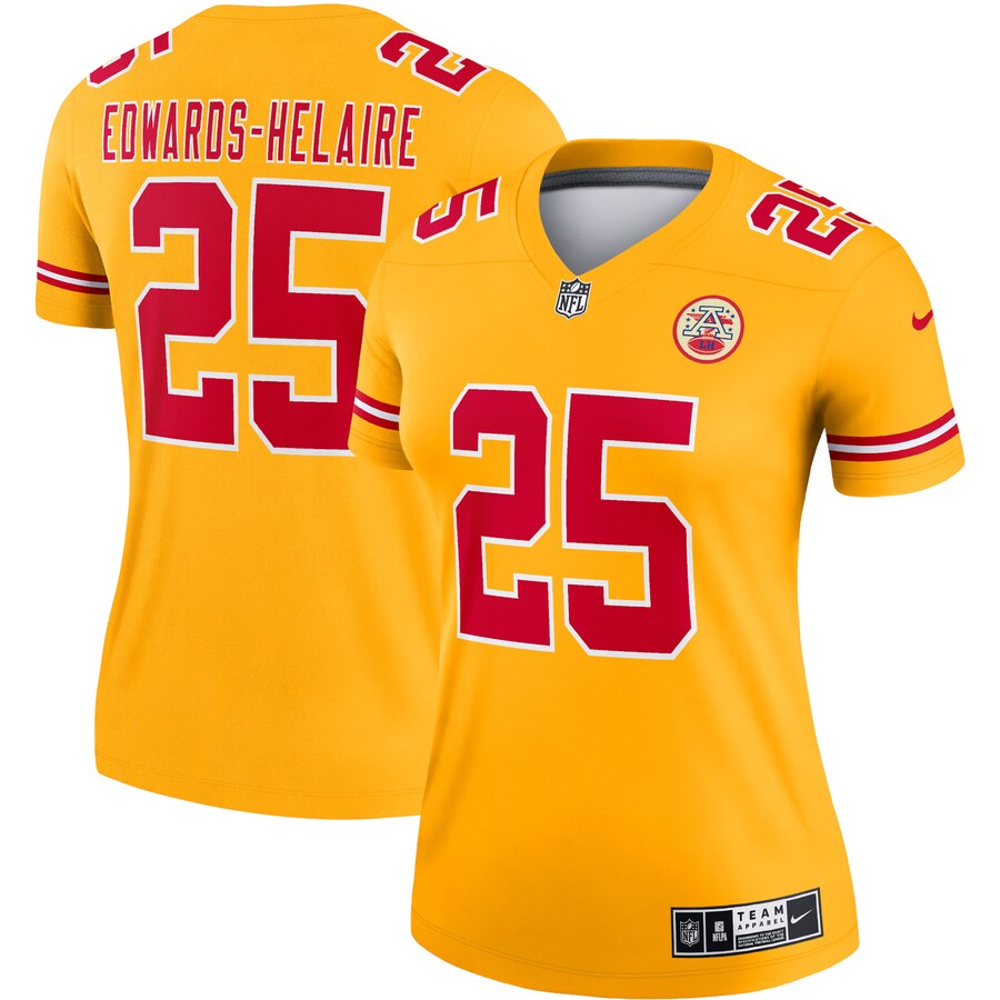 Women's Kansas City Chiefs Clyde Edwards-Helaire Nike Gold Inverted Legend Player Performance Top