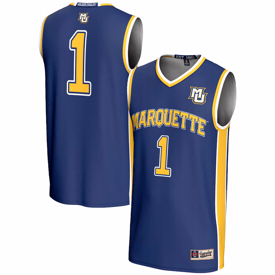 Youth GameDay Greats #1 Navy Marquette Golden Eagles Lightweight Basketball Jersey