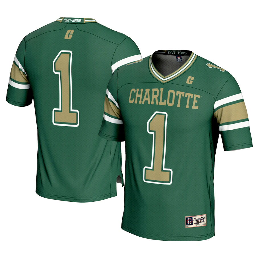Men's GameDay Greats #1 Green Charlotte 49ers Football Jersey
