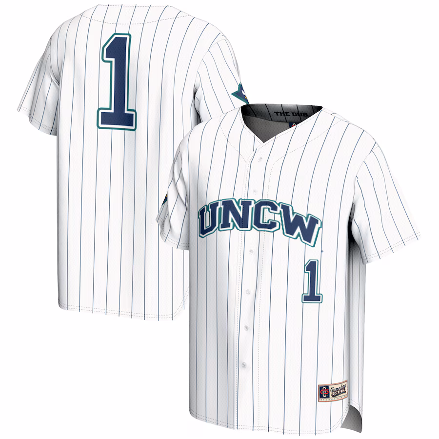 Men's GameDay Greats #1 White UNC Wilmington Seahawks Lightweight Baseball Fashion Jersey