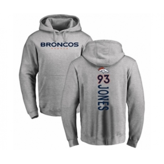 Football Denver Broncos #93 Dre'Mont Jones Ash Backer Pullover Hoodie
