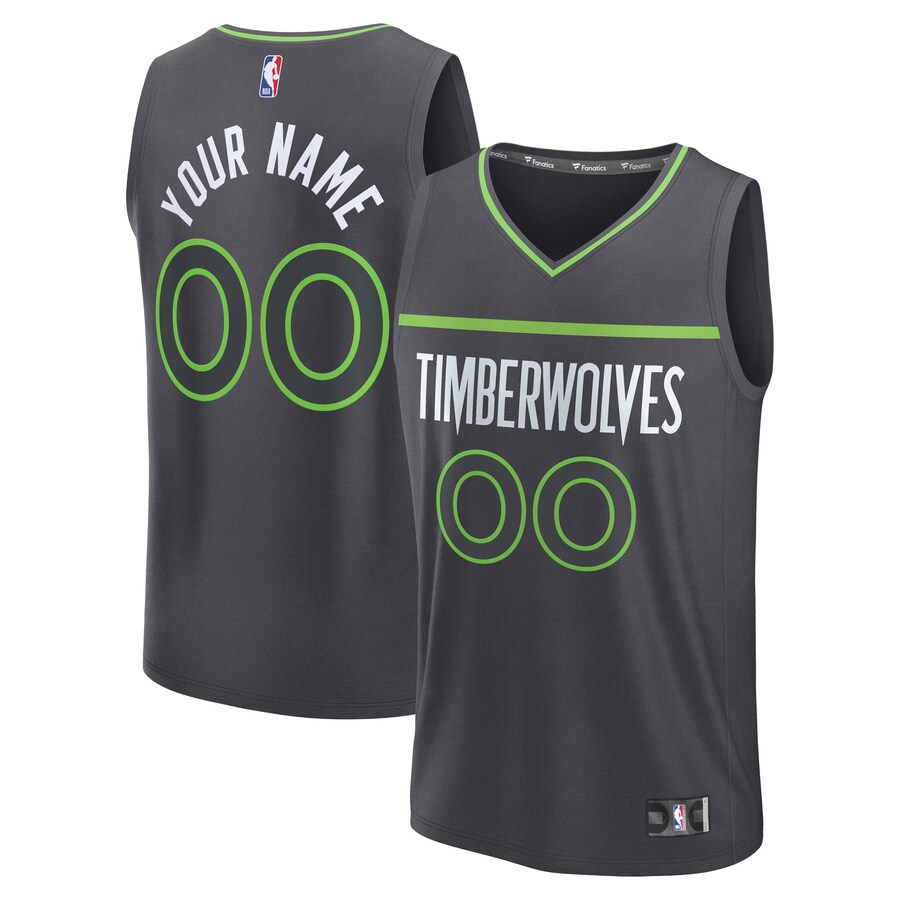 Men's Minnesota Timberwolves Fanatics Anthracite Fastbreak Custom Jersey - Statement Edition