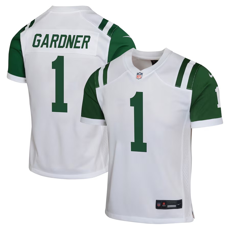 Youth New York Jets Ahmad Sauce Gardner Nike White Classic Alternate Game Jersey