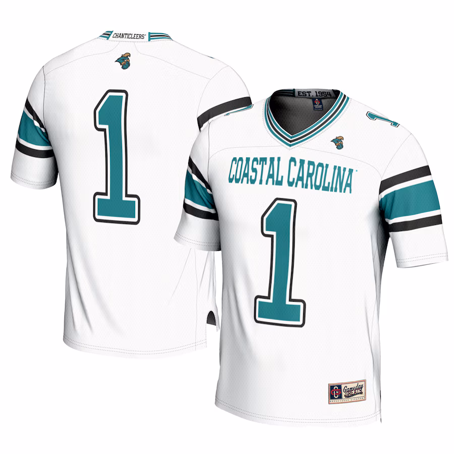 Men's GameDay Greats #1 White Coastal Carolina Chanticleers Football Jersey