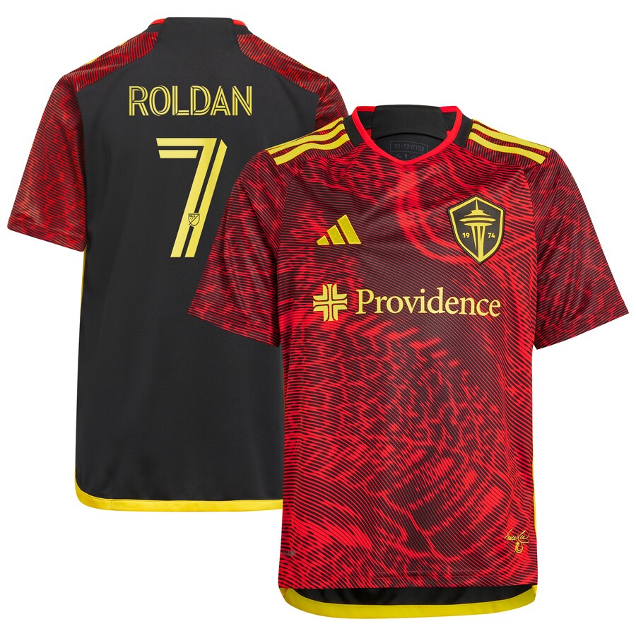 Youth Seattle Sounders FC Cristian Roldan adidas Red 2024 The Bruce Lee Kit Replica Player Jersey