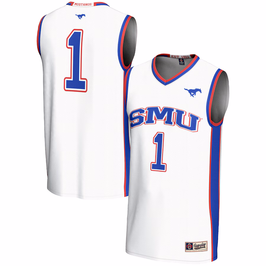 Unisex GameDay Greats #1 White SMU Mustangs Lightweight Basketball Jersey