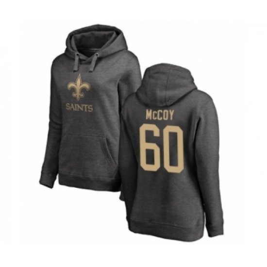 Football Women's New Orleans Saints #60 Erik McCoy Ash One Color Pullover Hoodie