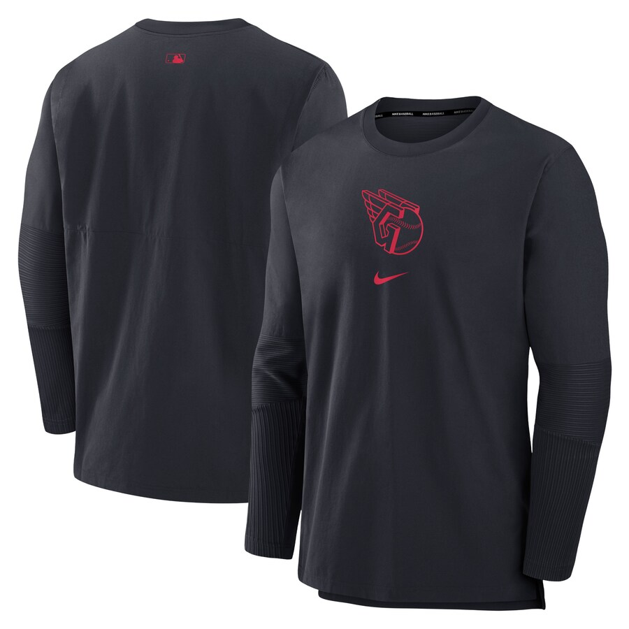 Men's Cleveland Guardians Nike Navy Authentic Collection Player Performance Pullover Sweatshirt