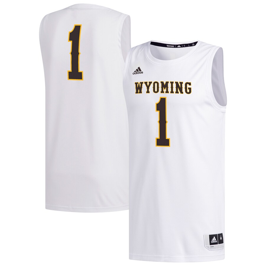 Men's adidas #1 White Wyoming Cowboys Replica Basketball Jersey