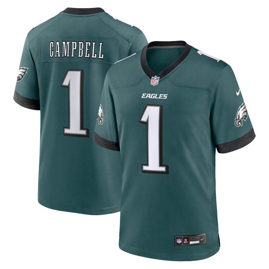 Men's Philadelphia Eagles Jihaad Campbell Nike Green 2025 NFL Draft First Round Pick Game Jersey
