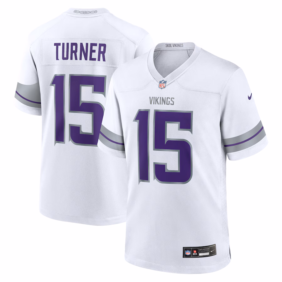 Men's Minnesota Vikings Dallas Turner Nike White Alternate Game Player Jersey