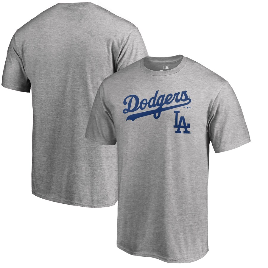 Men's Los Angeles Dodgers Heathered Gray Team Lockup T-Shirt