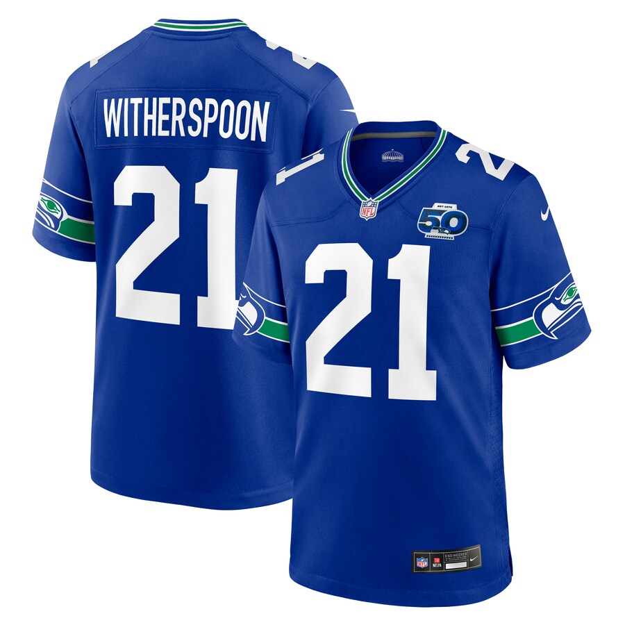 Men's Seattle Seahawks Devon Witherspoon Nike Royal Alternate 2 50th Season Game Jersey