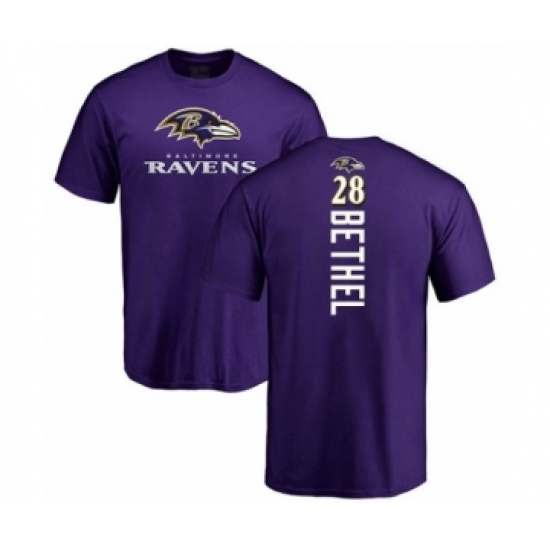 Football Baltimore Ravens #28 Justin Bethel Purple Backer T-Shirt