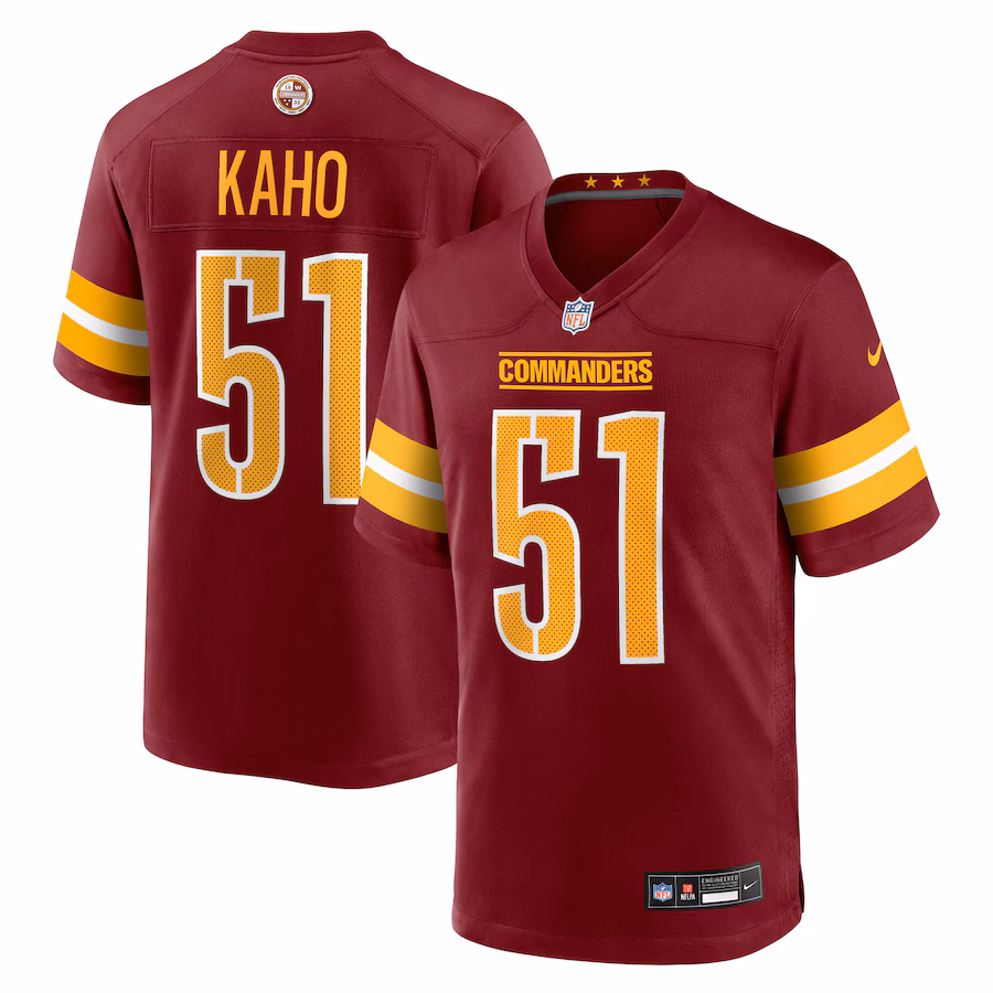 Men's Washington Commanders Ale Kaho Nike Burgundy Team Game Jersey