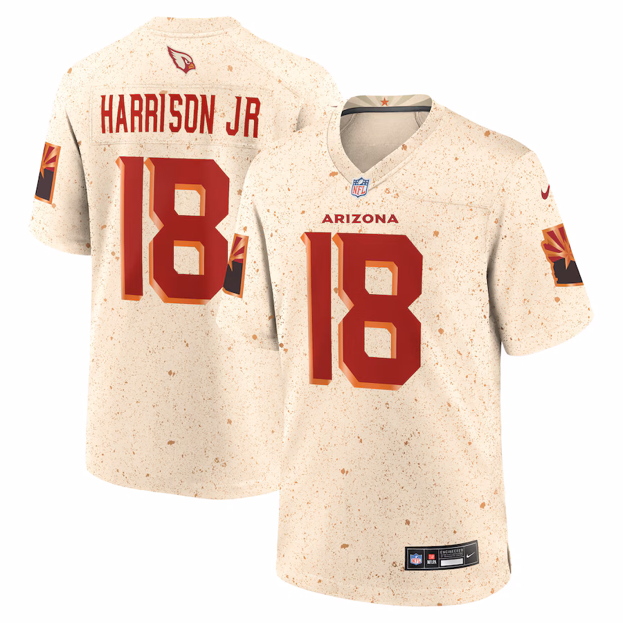 Men's Arizona Cardinals Marvin Harrison Jr. Nike Natural 2025 Rivalries Collection Game Jersey
