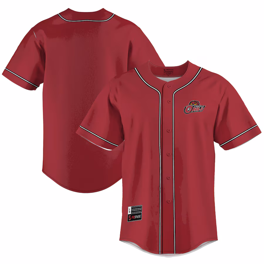 Men's GameDay Greats  Red Temple Owls  Lightweight Baseball Jersey