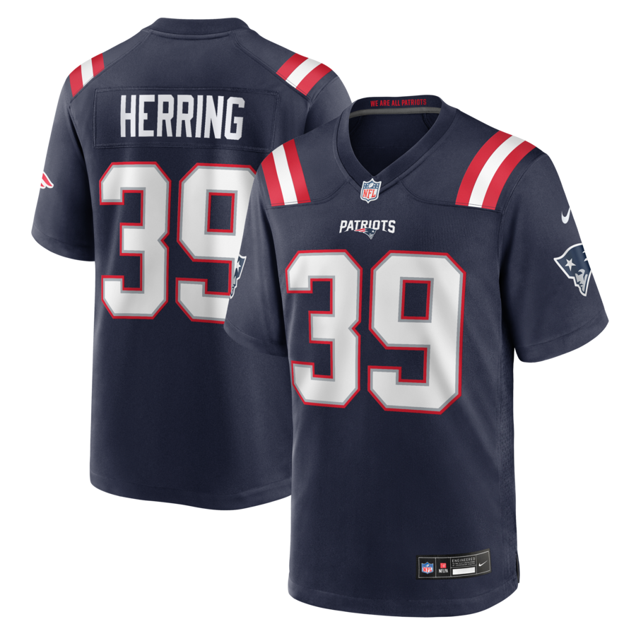 Men's New England Patriots Tyron Herring Nike Navy Team Game Jersey