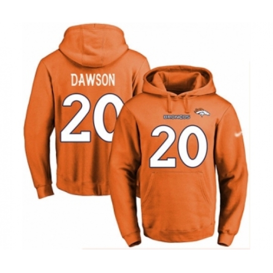 Football Men's Denver Broncos #20 Duke Dawson Orange Name & Number Pullover Hoodie