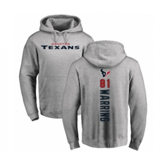 Football Houston Texans #81 Kahale Warring Ash Backer Pullover Hoodie