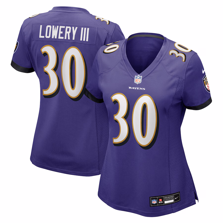 Women's Baltimore Ravens Reuben Lowery III Nike Purple Team Game Jersey