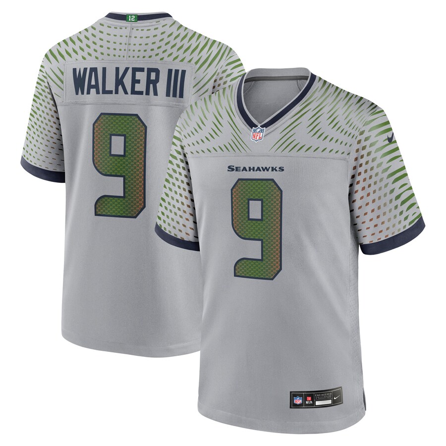 Men's Seattle Seahawks Kenneth Walker III Nike Wolf Gray 2025 Rivalries Collection Game Jersey