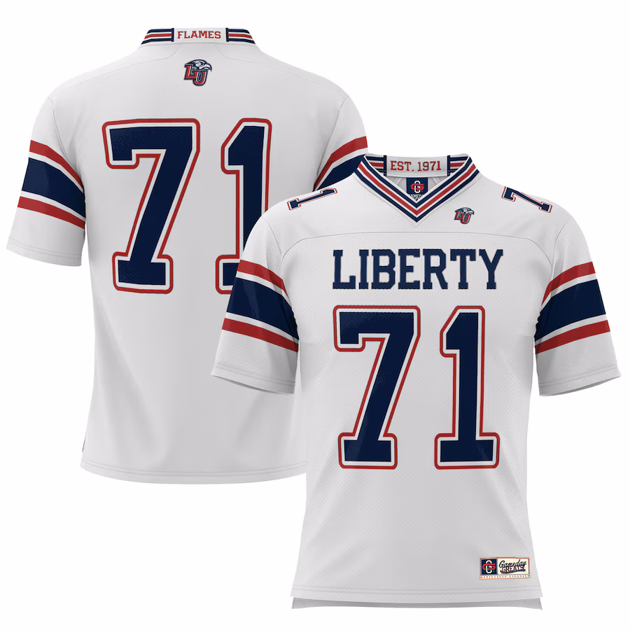 #71 Liberty Flames GameDay Greats Football Jersey – White
