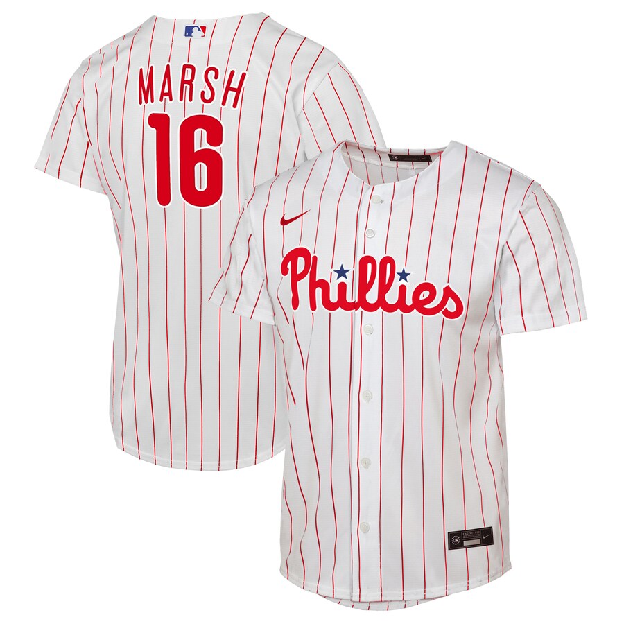 Youth Philadelphia Phillies Brandon Marsh Nike White Home Replica Jersey