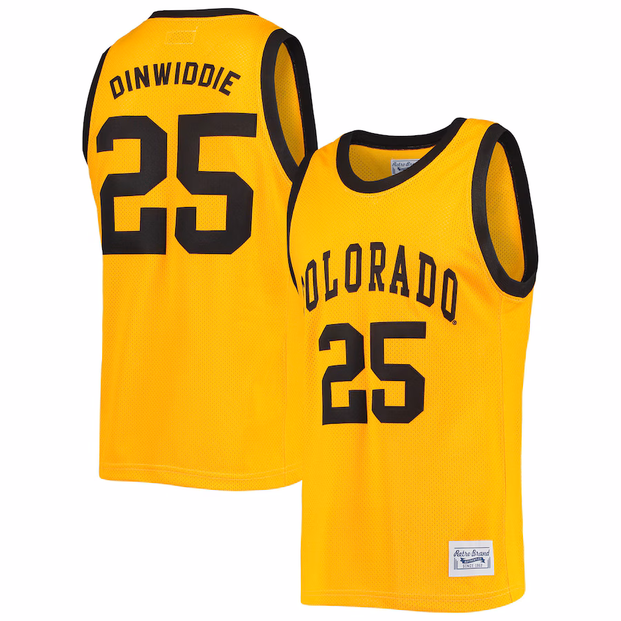 Men's Original Retro Brand Spencer Dinwiddie Gold Colorado Buffaloes Commemorative Classic Basketball Jersey
