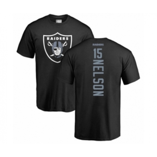 Football Oakland Raiders #15 J. Nelson Black Backer T-Shirt