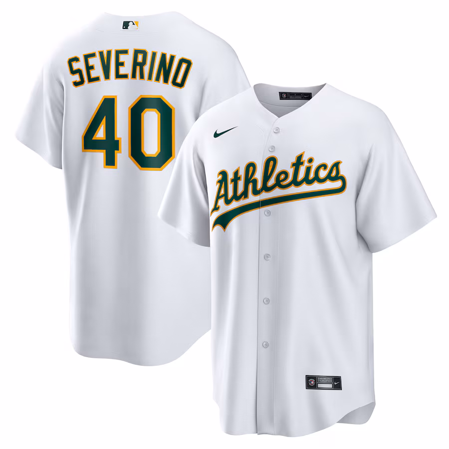 Men's Athletics Luis Severino Nike White Home Replica Jersey