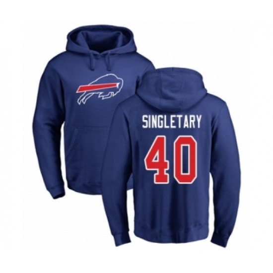 Football Buffalo Bills #40 Devin Singletary Royal Blue Name & Number Logo Pullover Hoodie