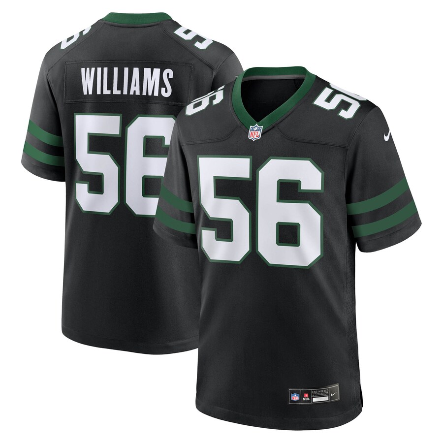 Men's New York Jets Quincy Williams Nike Legacy Black Alternate Game Jersey