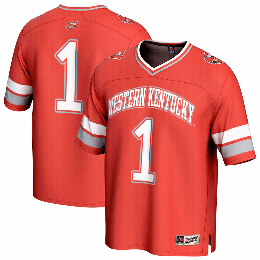 Unisex GameDay Greats #1 Red Western Kentucky Hilltoppers Lightweight Collegiate Football Fashion Jersey