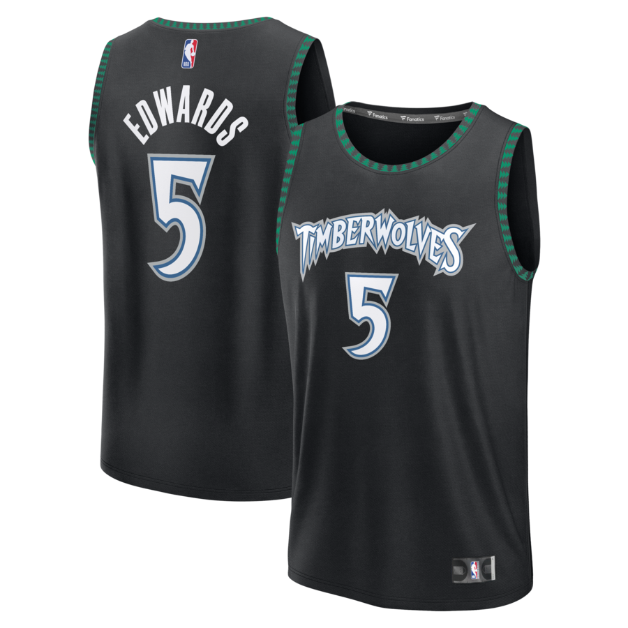 Youth Minnesota Timberwolves Anthony Edwards Fanatics Black Fastbreak Jersey - Classic Edition