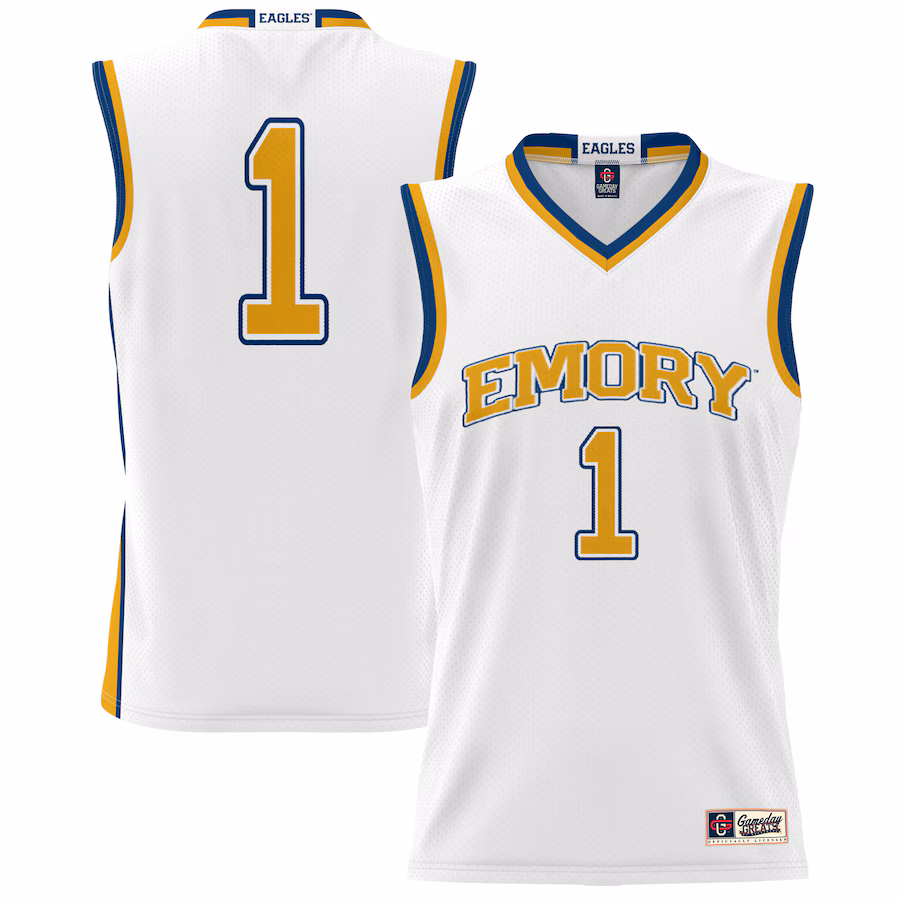 Youth GameDay Greats #1 White Emory Eagles Lightweight Basketball Jersey
