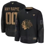 Men's Chicago Blackhawks Fanatics Black 2024 Military Appreciation Personalized Long Sleeve Practice Jersey