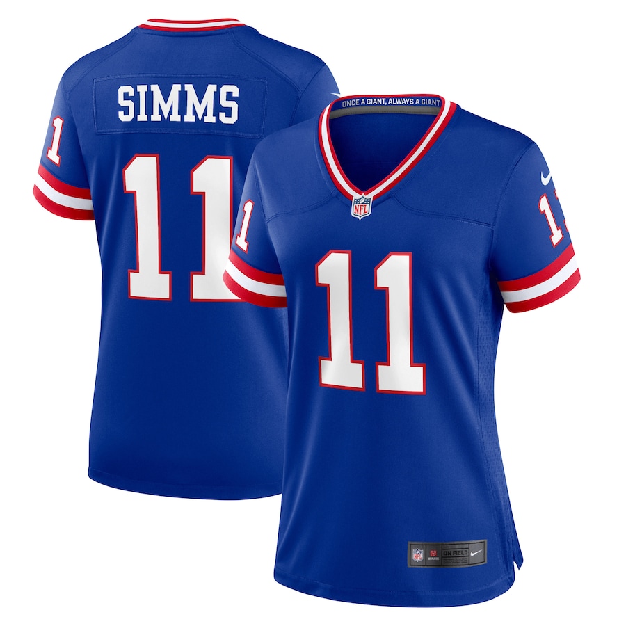 Women's New York Giants Phil Simms Nike Royal Classic Retired Player Game Jersey