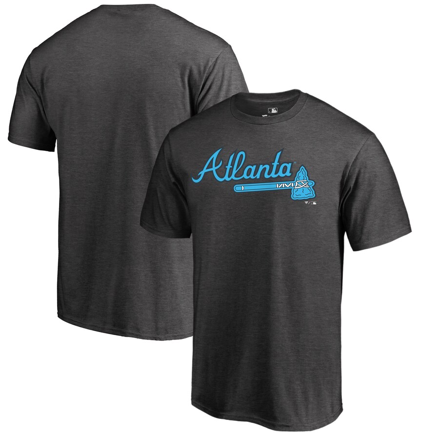 Men's Atlanta Braves Heathered Charcoal Blue Wordmark T-Shirt
