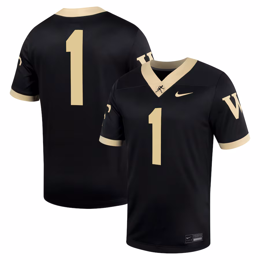 Men's Nike #1 Black Wake Forest Demon Deacons Untouchable Football Jersey
