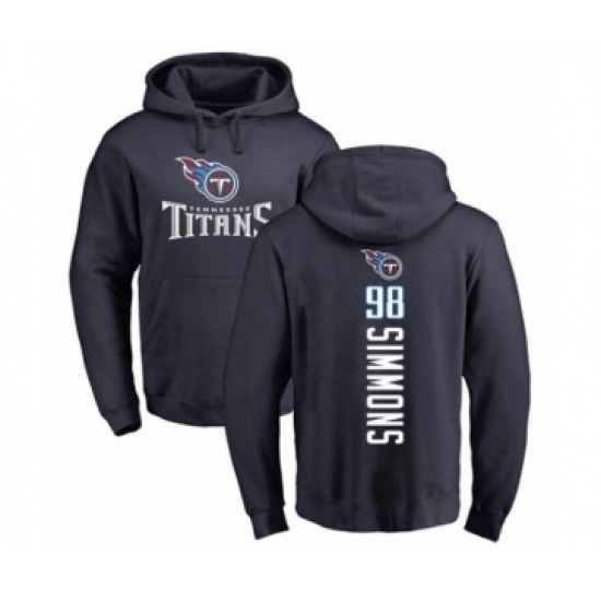 Football Tennessee Titans #98 Jeffery Simmons Navy Blue Backer Pullover Hoodie