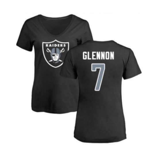 Football Women's Oakland Raiders #7 Mike Glennon Black Name & Number Logo T-Shirt