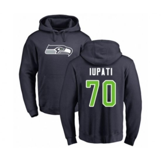Football Seattle Seahawks #70 Mike Iupati Navy Blue Name & Number Logo Pullover Hoodie
