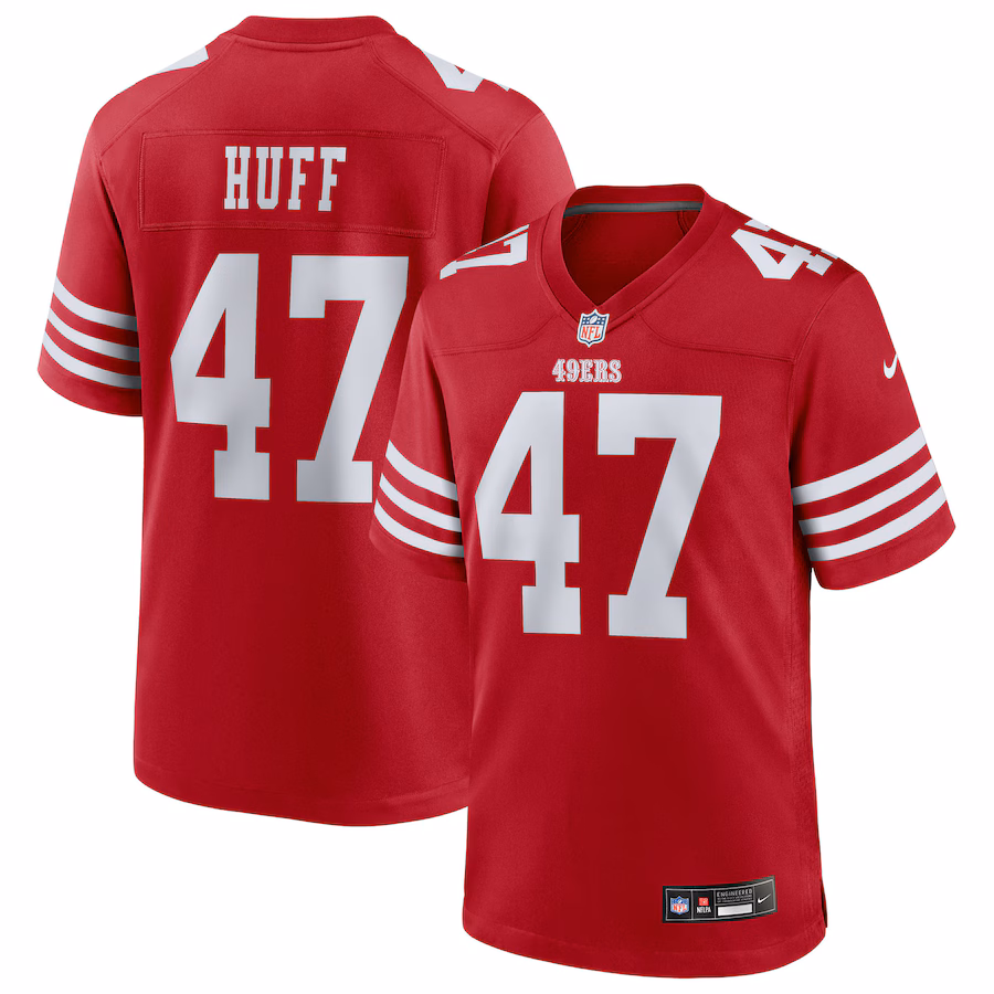 Men's San Francisco 49ers Bryce Huff Nike Scarlet Team Game Jersey