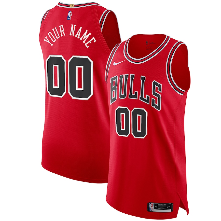 Men's Chicago Bulls Nike Red Authentic Custom Jersey - Icon Edition