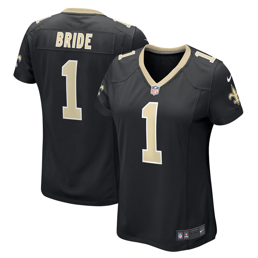 Women's New Orleans Saints Number 1 Bride Nike Black Game Jersey