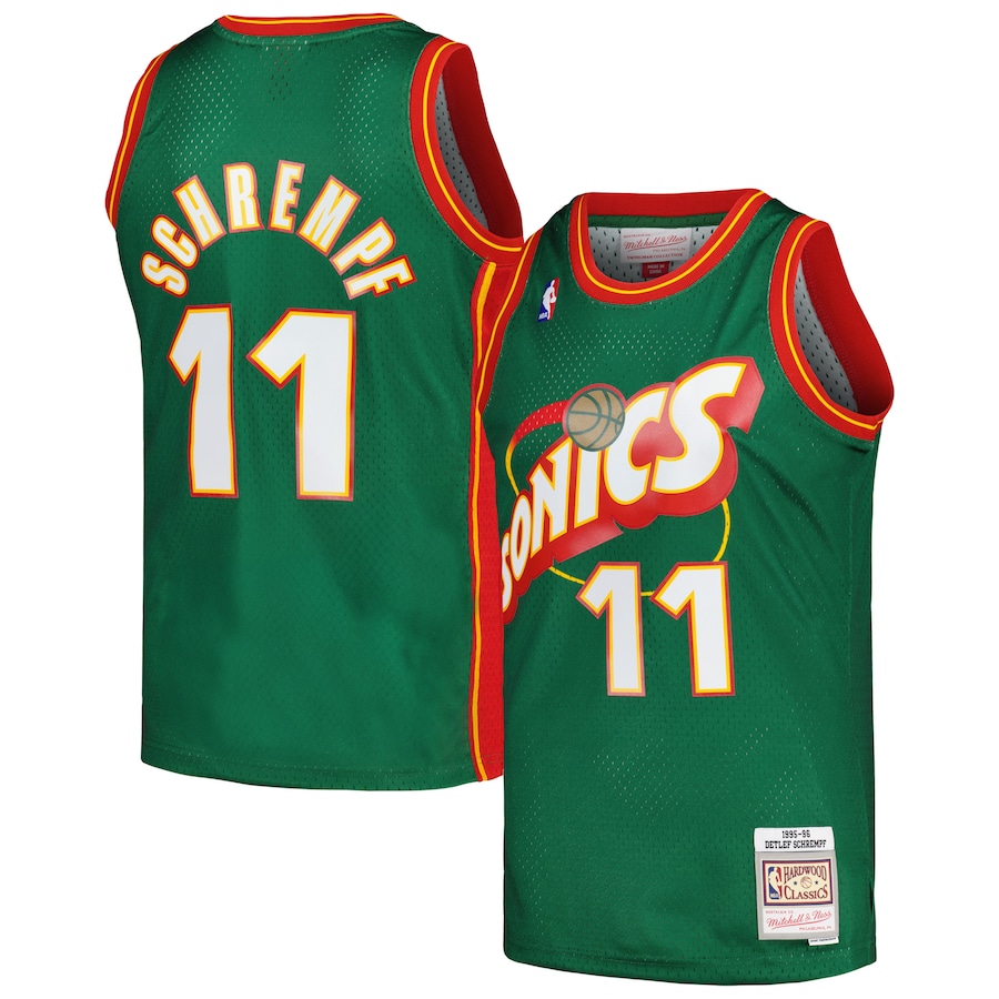 Men's Seattle SuperSonics Detlef Schrempf Mitchell & Ness Green 1995/96 Hardwood Classics Swingman Jersey