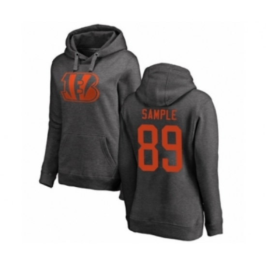 Football Women's Cincinnati Bengals #89 Drew Sample Ash One Color Pullover Hoodie