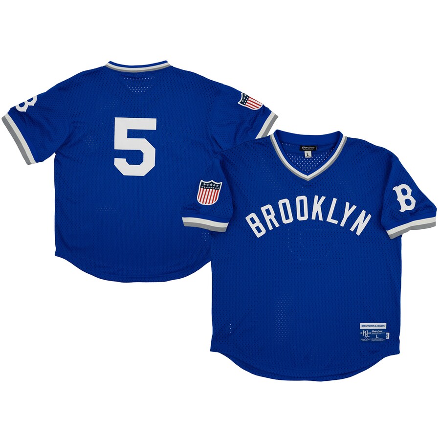Men's Brooklyn Royal Giants #5 Rings & Crwns Royal Mesh Replica V-Neck Jersey