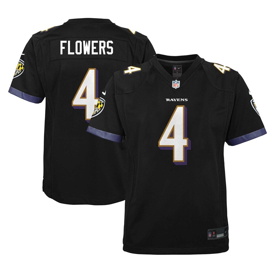 Youth Baltimore Ravens Zay Flowers Nike Black Alternate Player Game Jersey